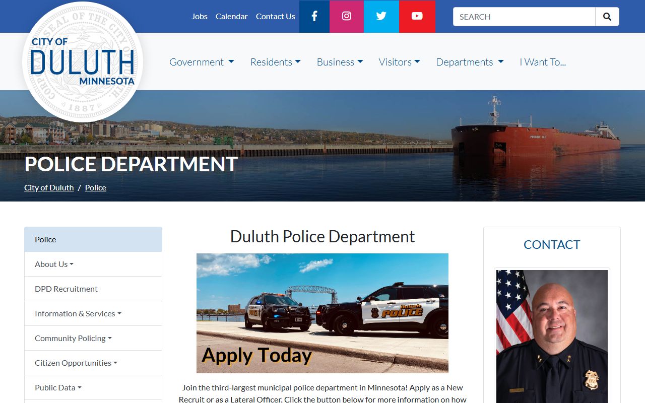 Duluth Police Department website for criminal records and police reports