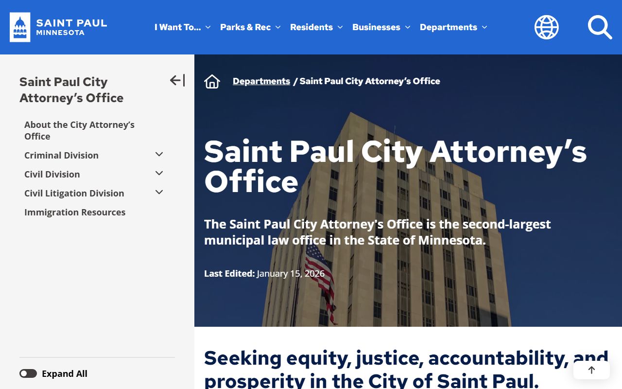 St. Paul City Attorney website for criminal case information