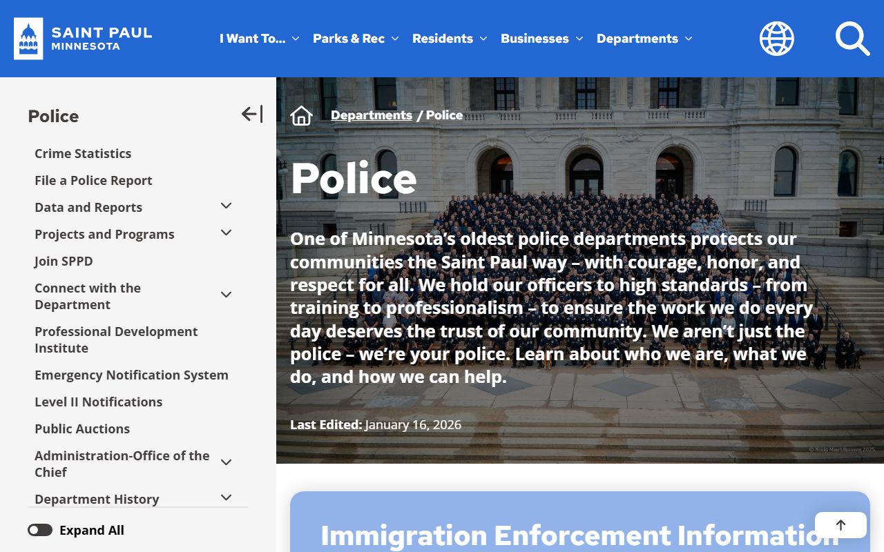 St. Paul Police Department website for criminal records requests