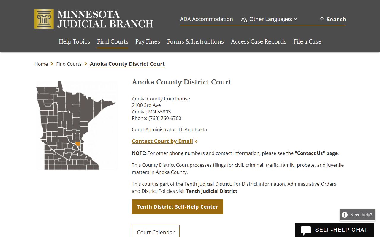 Anoka County District Court criminal records search portal