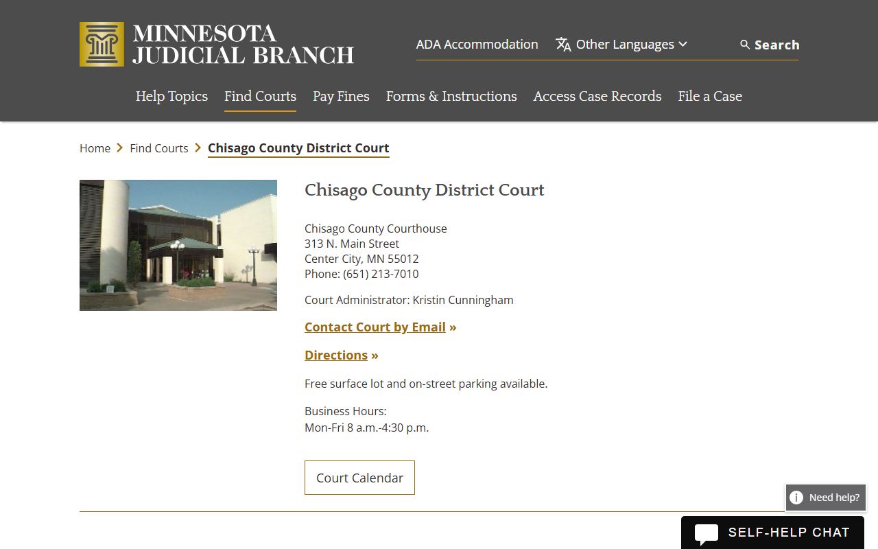 Chisago County criminal court records district court page