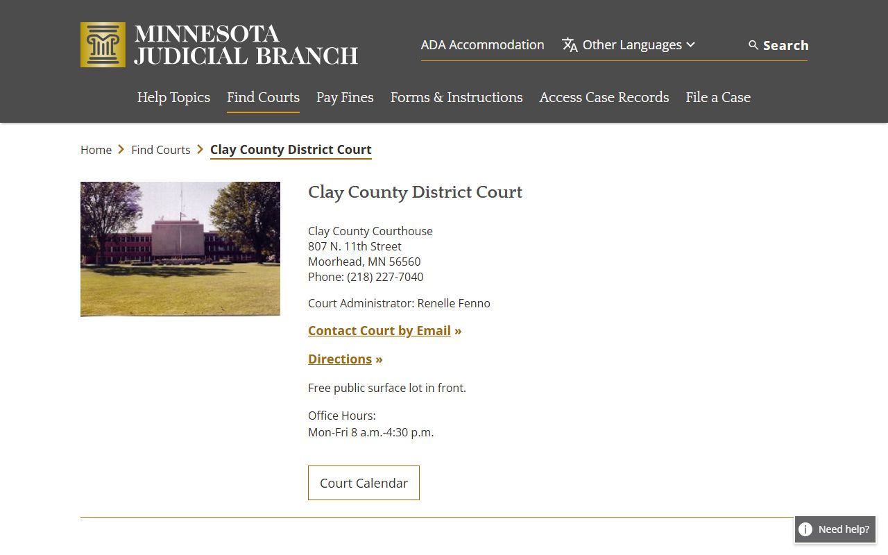 Clay County criminal court records district court page