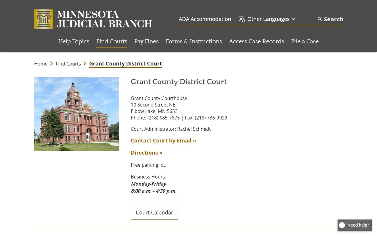 Grant County criminal court records district court page