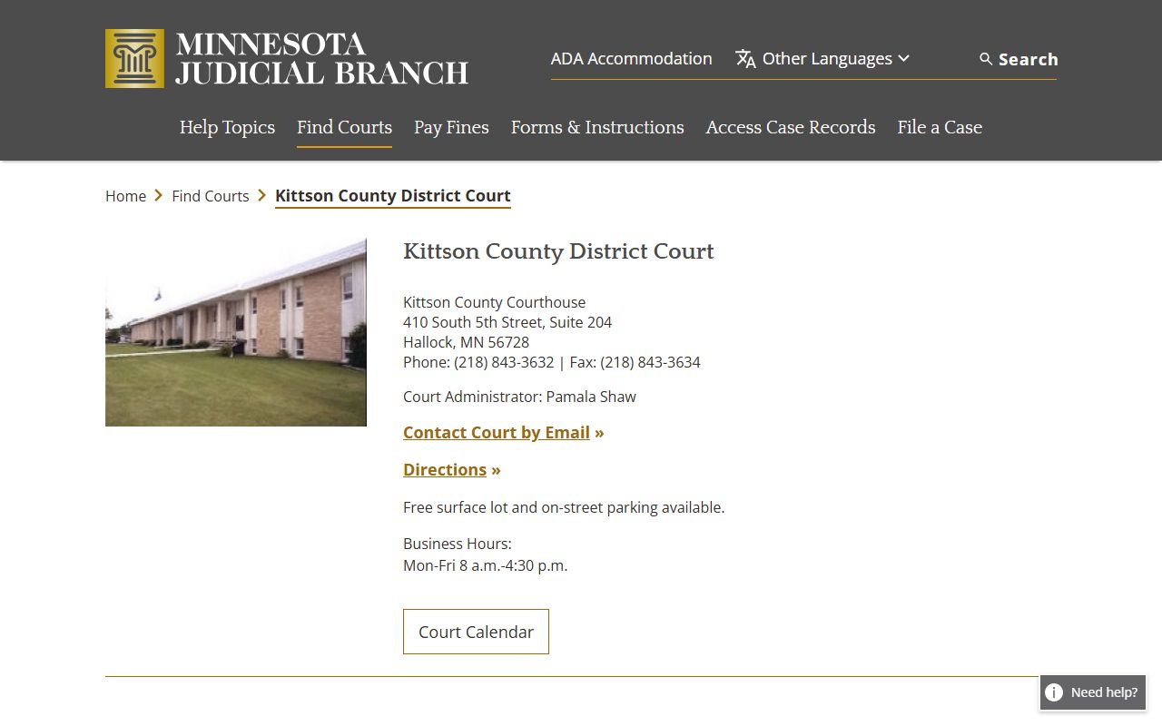 Kittson County Sheriff District Court - Kittson County Criminal Court Records