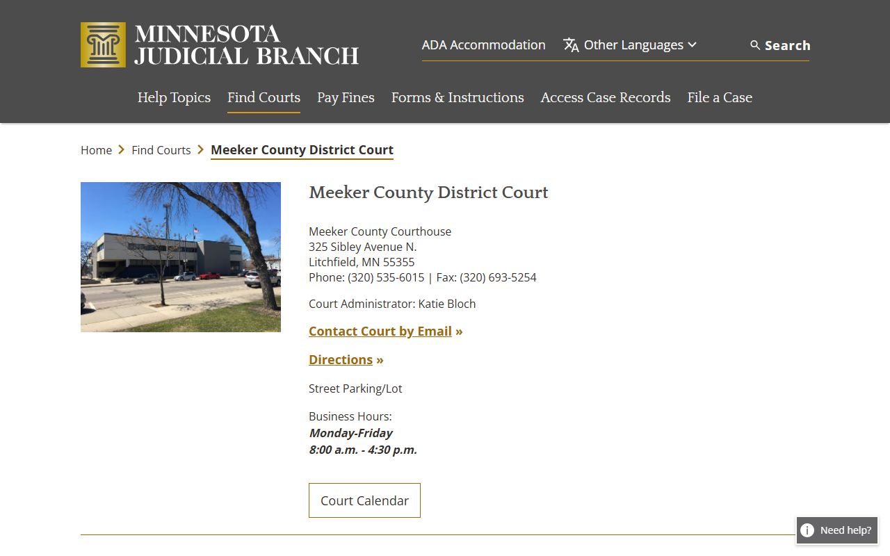 Meeker County criminal court records district court page