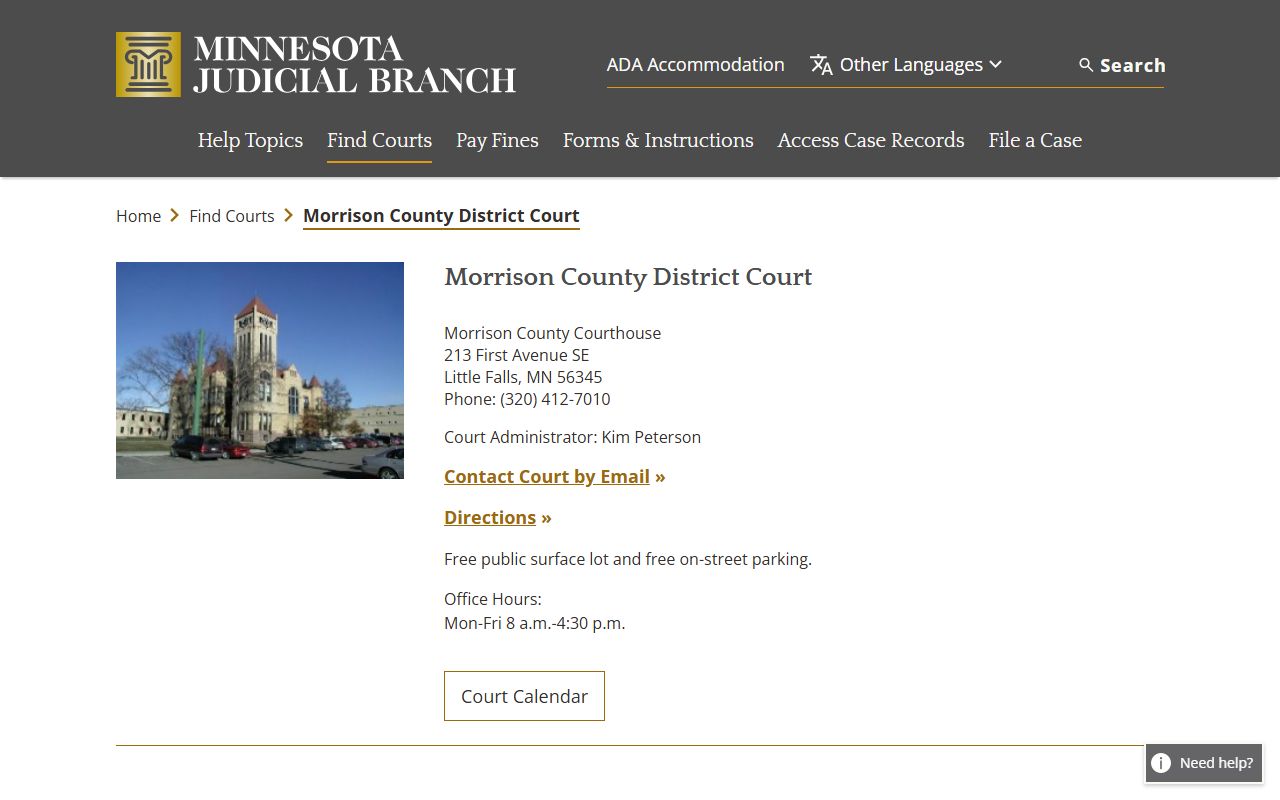 Morrison County criminal court records district court page