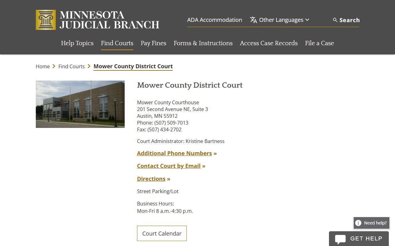 Mower County District Court criminal court records
