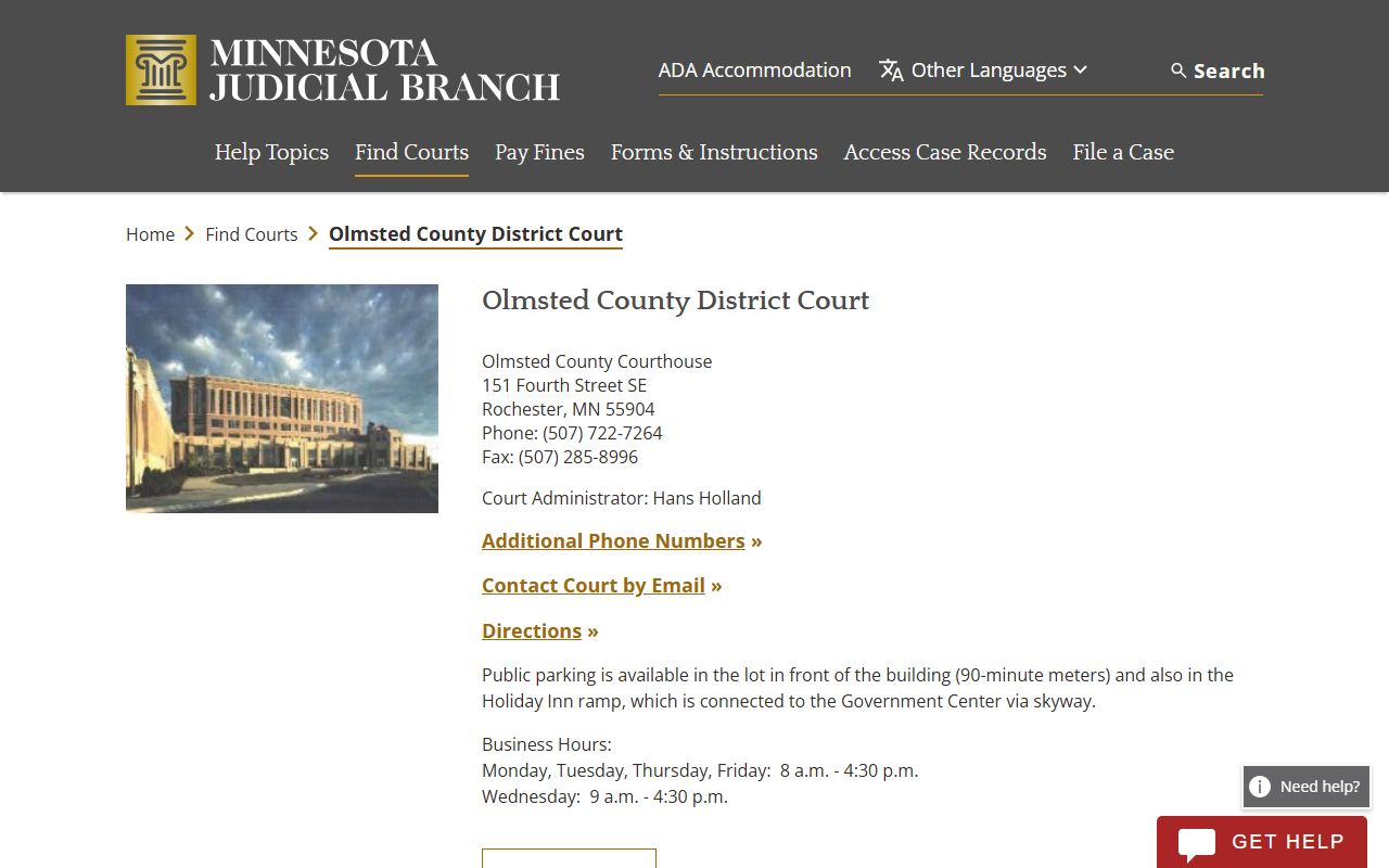 Olmsted County District Court criminal court records