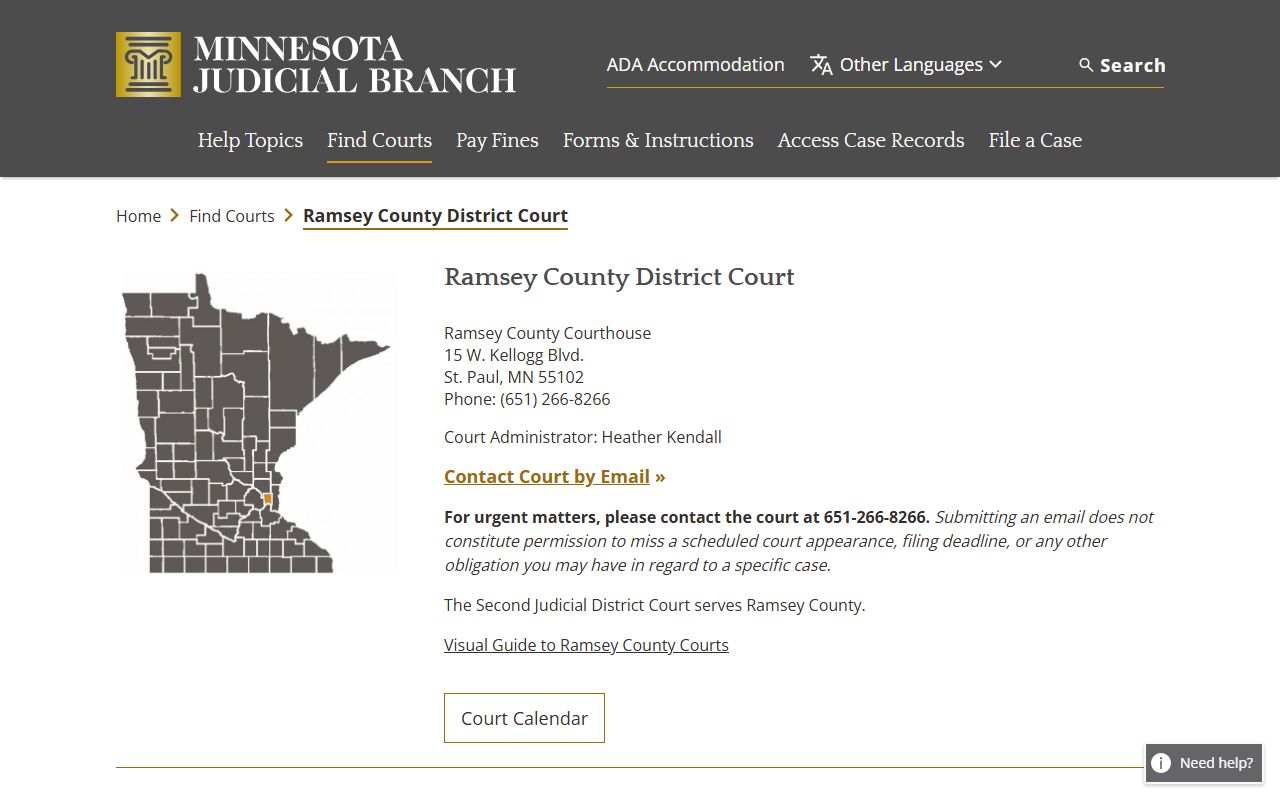 Ramsey County criminal court records district court page