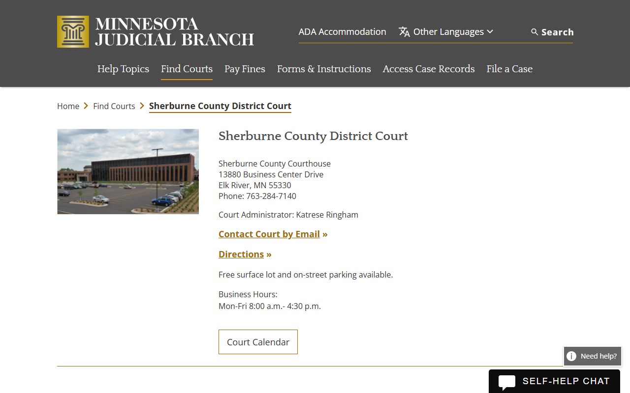 Sherburne County criminal court records district court page