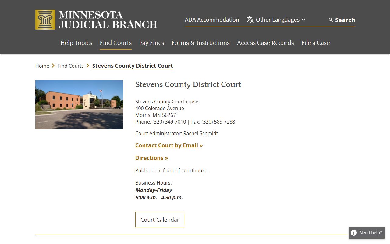 Stevens County criminal court records district court page