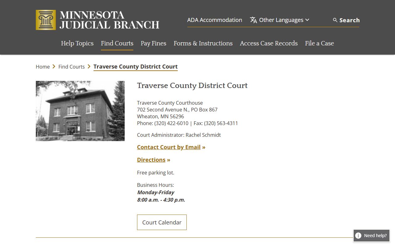Traverse County criminal court records district court page