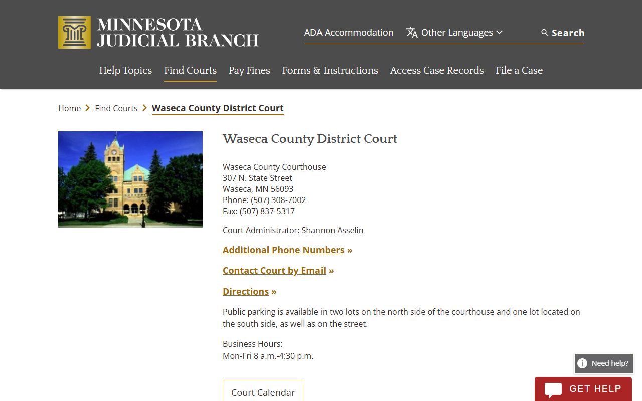 Waseca County District Court criminal court records