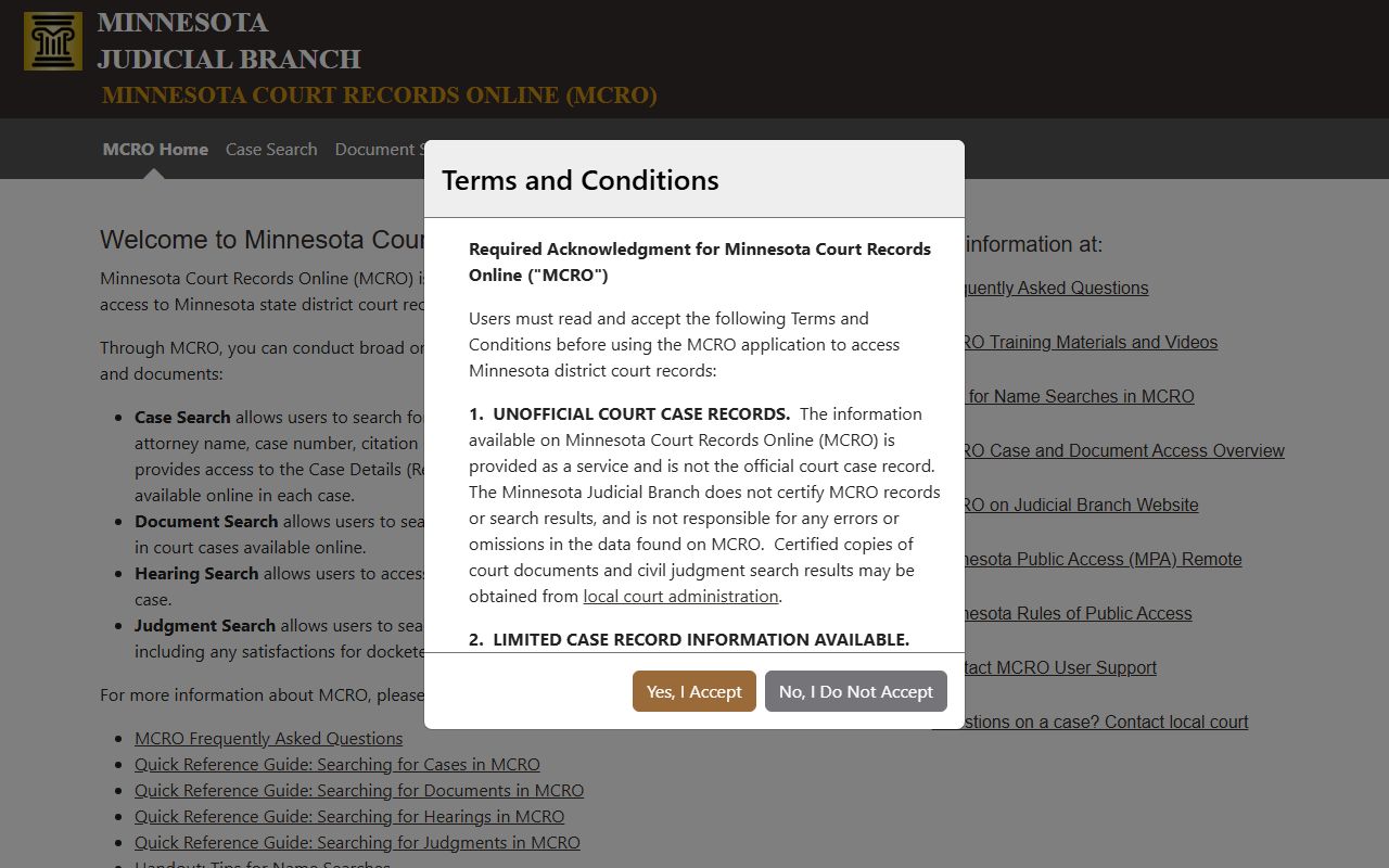 Minnesota Criminal Court Records MCRO Direct Access