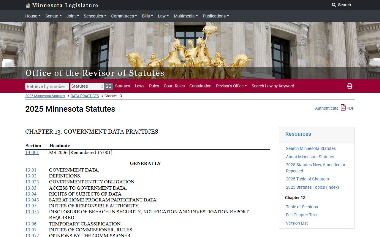 Minnesota Criminal Court Records MGDPA Statutes