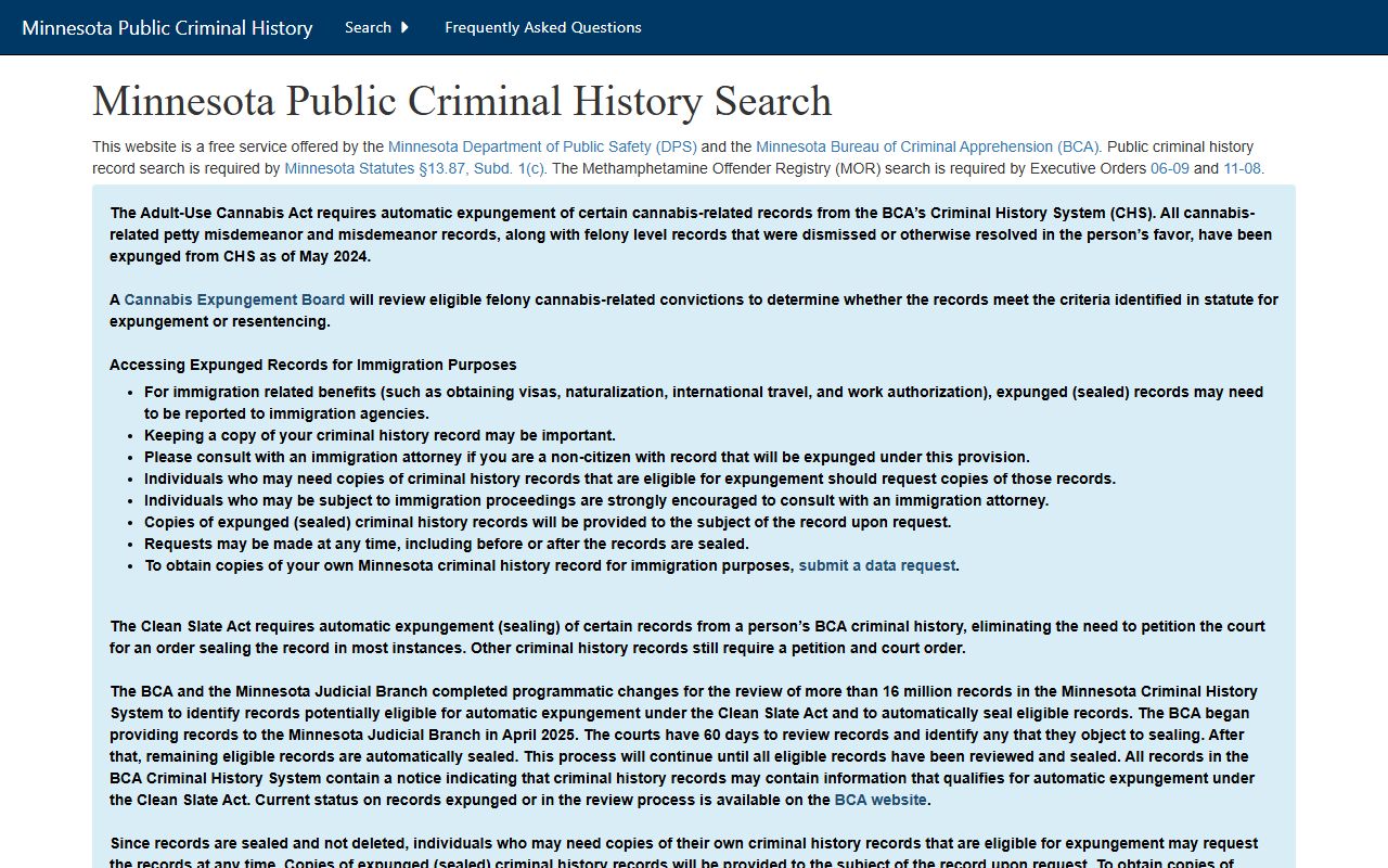 Minnesota Public Criminal History Search